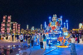 Giant Cyberpunk-style LABUBU