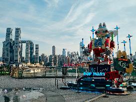 Giant Cyberpunk-style LABUBU