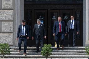 United States Secretary of the Treasury Scott Bessent, Gary Shapley and Joe Ziegler visit the IRS headquarters