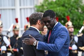 Emmanuel Macron welcomes Bassirou Diomaye Faye at the Elysee FA