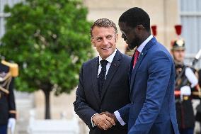 Emmanuel Macron welcomes Bassirou Diomaye Faye at the Elysee FA
