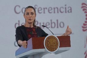 Mexican President Claudia Sheinbaum Holds Briefing Conference - Mexico