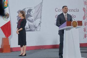 Mexican President Claudia Sheinbaum Holds Briefing Conference - Mexico
