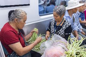 Vegetable Farmers Take Metro to Sell Vegetables in Chongqing