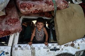 Palestinians Fleeing from The North of The Gaza Strip