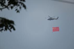Citizens Watch Military Parade Aircraft in Beijing