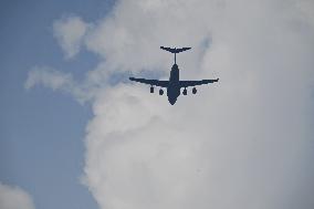 Citizens Watch Military Parade Aircraft in Beijing