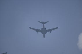 Citizens Watch Military Parade Aircraft in Beijing