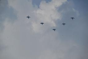 Citizens Watch Military Parade Aircraft in Beijing