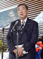 Japan PM Ishiba meets press over his future