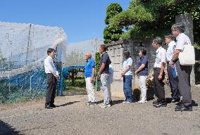 Japan crown prince visits pear farm