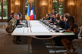 Meeting between Macron and Zelensky at Elysee Palace - Paris