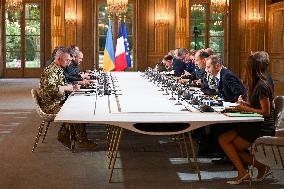 Meeting between Macron and Zelensky at Elysee Palace - Paris