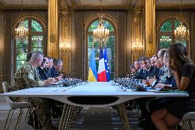 Meeting between Macron and Zelensky at Elysee Palace - Paris