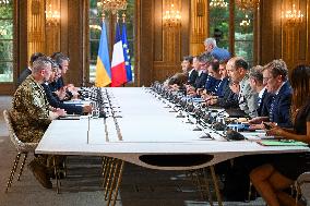 Meeting between Macron and Zelensky at Elysee Palace - Paris