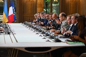 Meeting between Macron and Zelensky at Elysee Palace - Paris