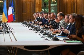 Meeting between Macron and Zelensky at Elysee Palace - Paris