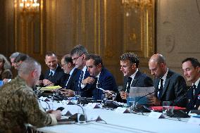 Meeting between Macron and Zelensky at Elysee Palace - Paris