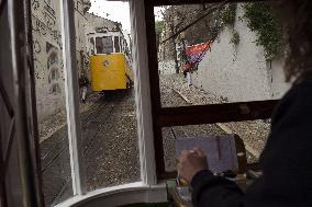 Illustration - Funicular in Lisbon