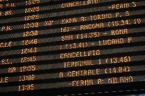 Train Strike Day At Milan Central Station - Italy