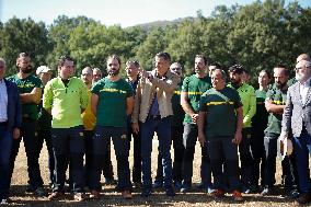 Sanchez Visits the Forestry Brigade Base in Tabuyo Del Monte - Spain
