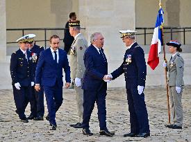 Farewell ceremony for Army General Thierry Burkhard at the Hôtel national des Invalides - Paris