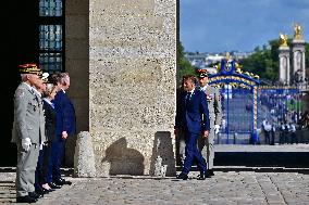 Farewell ceremony for Army General Thierry Burkhard at the Hôtel national des Invalides - Paris
