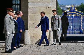 Farewell ceremony for Army General Thierry Burkhard at the Hôtel national des Invalides - Paris