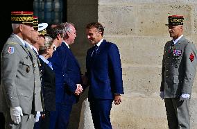 Farewell ceremony for Army General Thierry Burkhard at the Hôtel national des Invalides - Paris