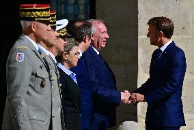 Farewell ceremony for Army General Thierry Burkhard at the Hôtel national des Invalides - Paris