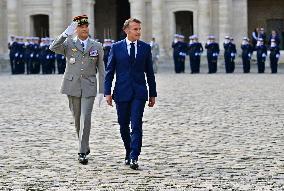 Farewell ceremony for Army General Thierry Burkhard at the Hôtel national des Invalides - Paris