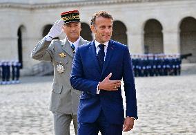 Farewell ceremony for Army General Thierry Burkhard at the Hôtel national des Invalides - Paris