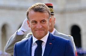 Farewell ceremony for Army General Thierry Burkhard at the Hôtel national des Invalides - Paris