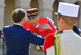 Farewell ceremony for Army General Thierry Burkhard at the Hôtel national des Invalides - Paris