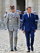 Farewell ceremony for Army General Thierry Burkhard at the Hôtel national des Invalides - Paris