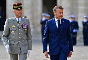 Farewell ceremony for Army General Thierry Burkhard at the Hôtel national des Invalides - Paris