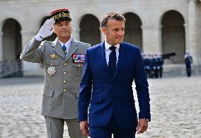 Farewell ceremony for Army General Thierry Burkhard at the Hôtel national des Invalides - Paris
