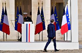 Farewell ceremony for Army General Thierry Burkhard at the Hôtel national des Invalides - Paris