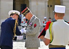 Farewell ceremony for Army General Thierry Burkhard at the Hôtel national des Invalides - Paris
