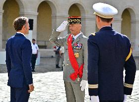 Farewell ceremony for Army General Thierry Burkhard at the Hôtel national des Invalides - Paris
