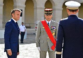 Farewell ceremony for Army General Thierry Burkhard at the Hôtel national des Invalides - Paris