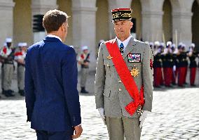 Farewell ceremony for Army General Thierry Burkhard at the Hôtel national des Invalides - Paris