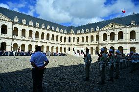 Farewell ceremony for Army General Thierry Burkhard at the Hôtel national des Invalides - Paris