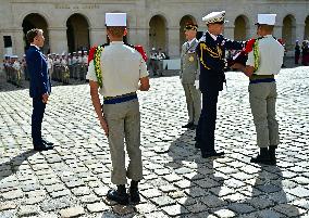 Farewell ceremony for Army General Thierry Burkhard at the Hôtel national des Invalides - Paris