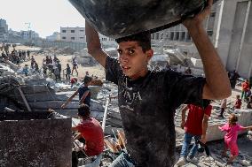 Destroyed Tower Following An Israeli Airstrike - Gaza City