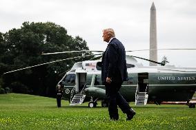 DC: President Trump Departs White House for U.S. Open Tennis Championships in New York