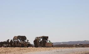 Israeli Military Vehicles at Israeli Border with Gaza