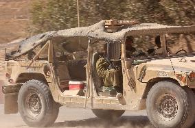 Israeli Military Vehicles at Israeli Border with Gaza