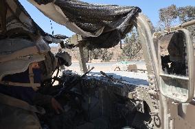 Israeli Military Vehicles at Israeli Border with Gaza