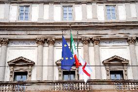 Flags At Half-Mast For Giorgio Armani On The Day Of His Funeral - Italy